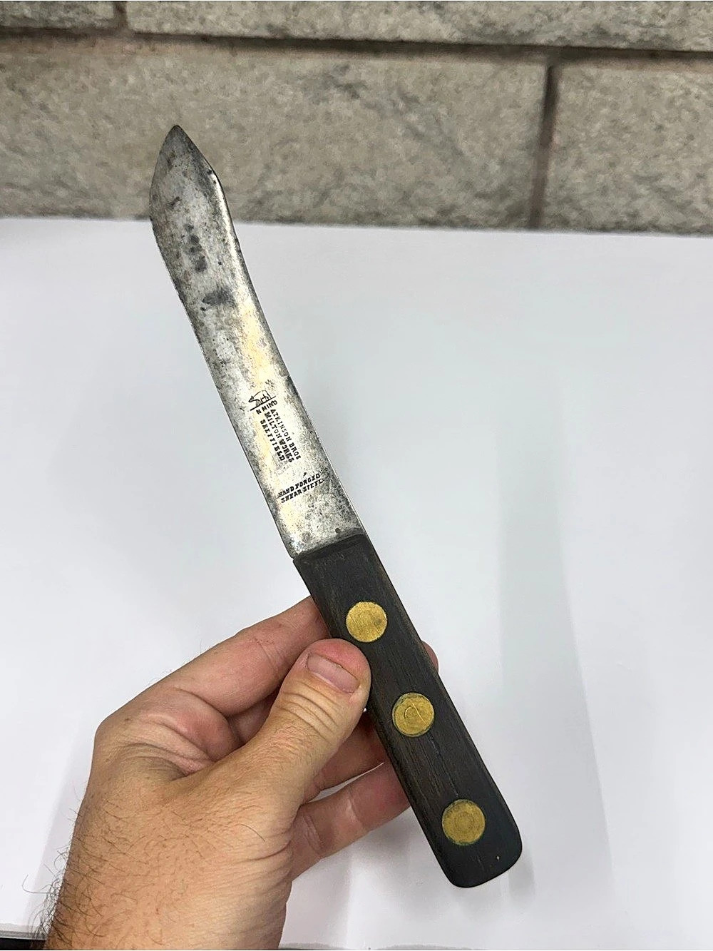 Antique Atkinson Bros Sheffield Hand Forged Shear Steel Knife Bear in Mind 10.25